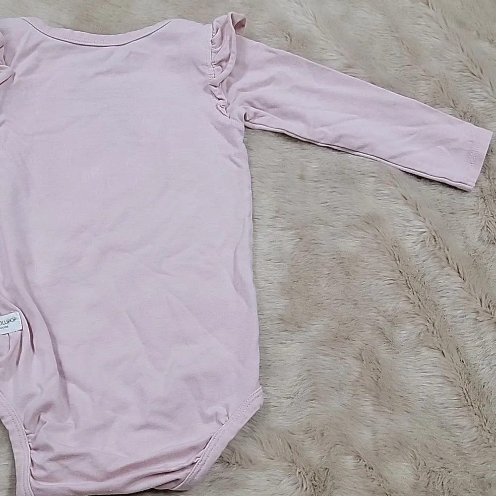 LOULOU LOLLIPOP PINK LONG-SLEEVE BODYSUIT, SIZE 6-12 MONTHS